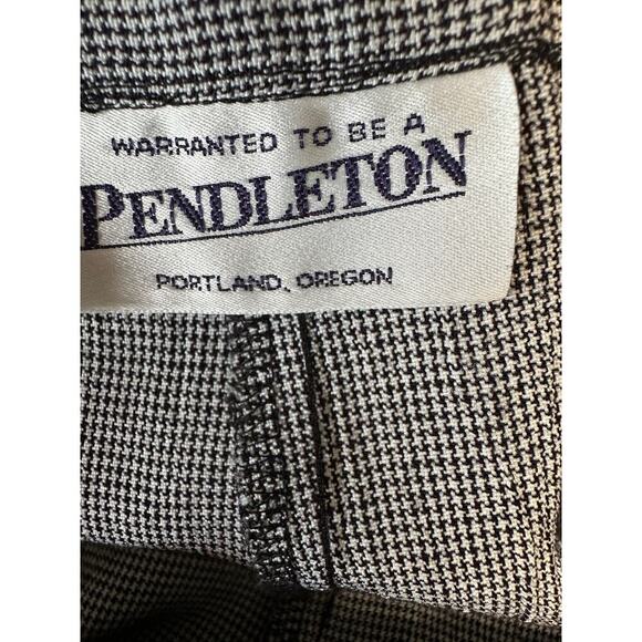 Black Gray Check Pendleton Gingham Slacks Women Pleat Front Drawstring - Picture 11 of 13
